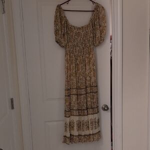 Spell & The Gypsy Co Juniper Shirred Smocked Midi Dress Size M